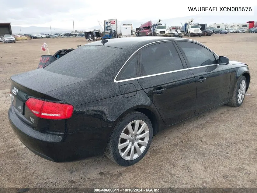 2012 Audi A4 2.0T Premium VIN: WAUBFAFLXCN005676 Lot: 40600811