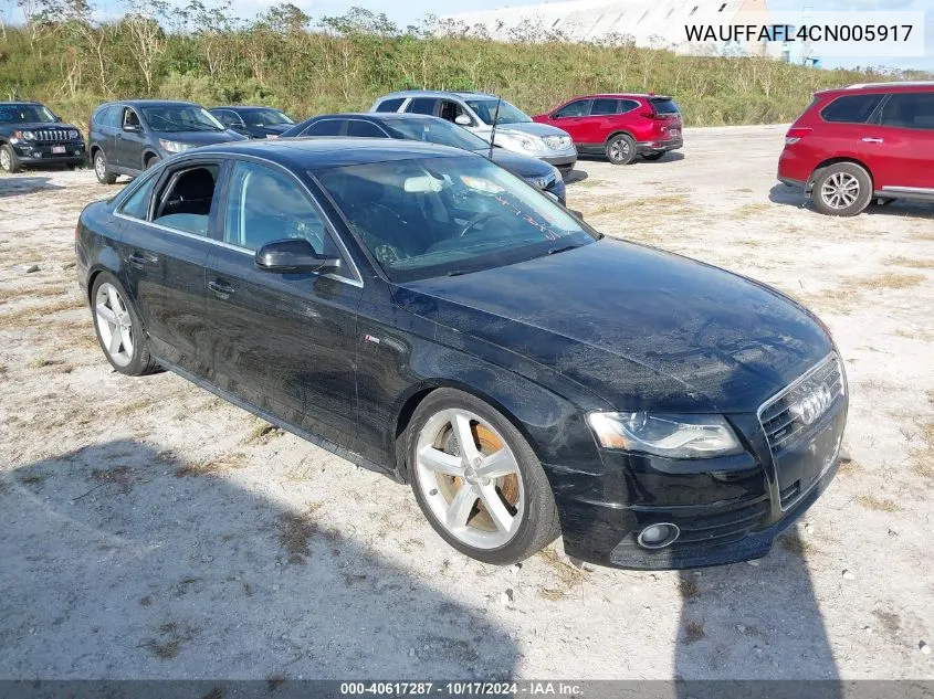 2012 Audi A4 2.0T Premium VIN: WAUFFAFL4CN005917 Lot: 40617287