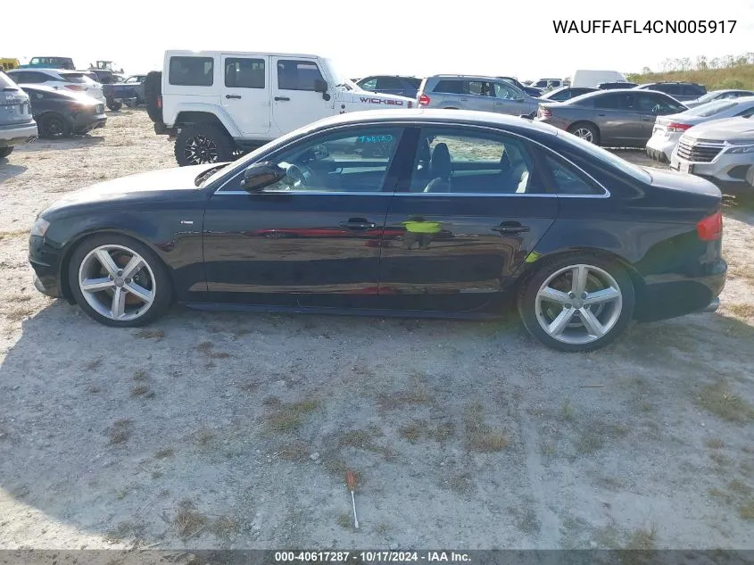 2012 Audi A4 2.0T Premium VIN: WAUFFAFL4CN005917 Lot: 40617287