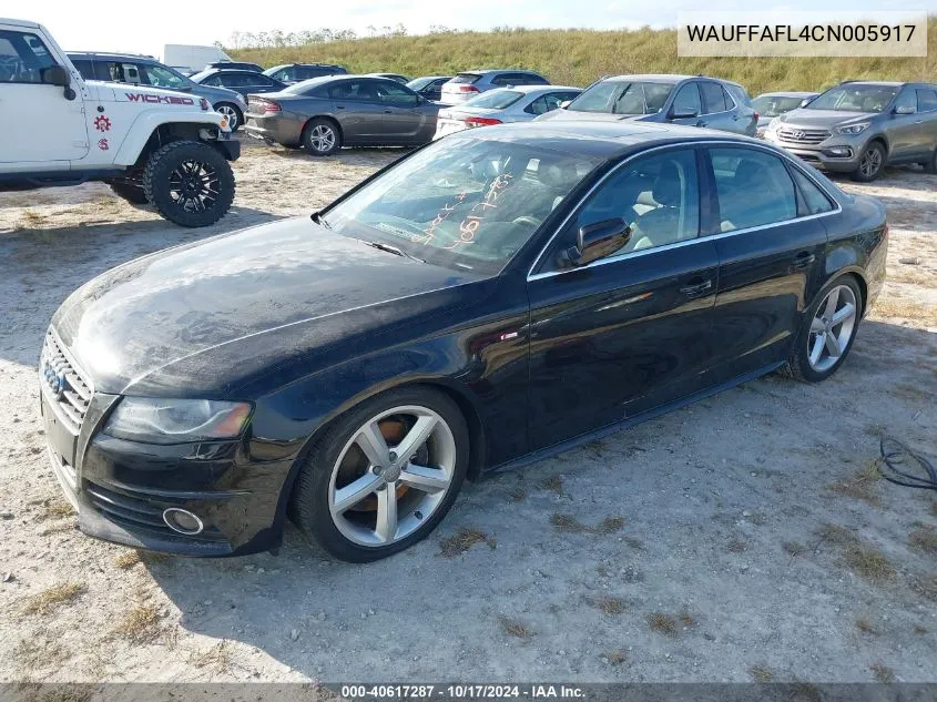 2012 Audi A4 2.0T Premium VIN: WAUFFAFL4CN005917 Lot: 40617287