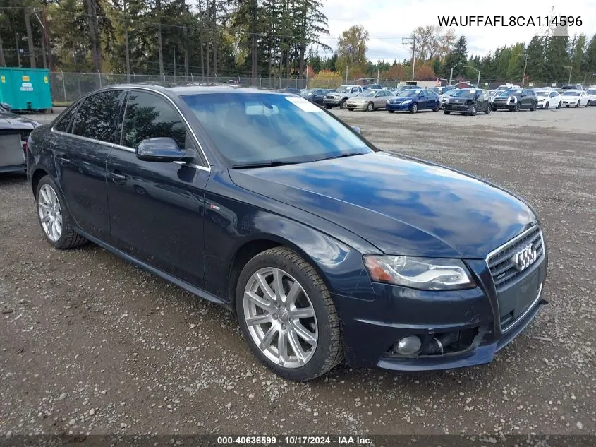 2012 Audi A4 2.0T Premium VIN: WAUFFAFL8CA114596 Lot: 40636599