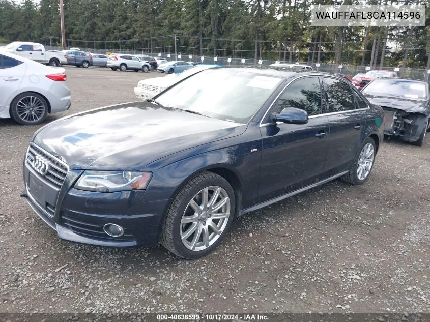 2012 Audi A4 2.0T Premium VIN: WAUFFAFL8CA114596 Lot: 40636599