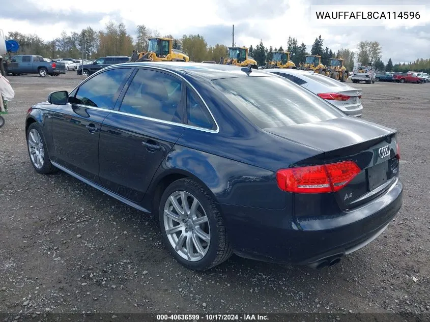 2012 Audi A4 2.0T Premium VIN: WAUFFAFL8CA114596 Lot: 40636599