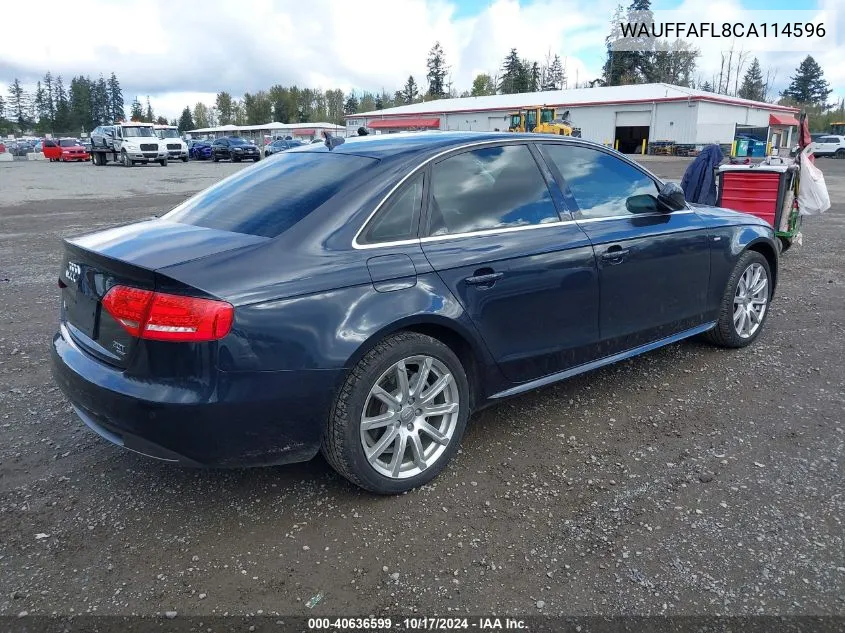 2012 Audi A4 2.0T Premium VIN: WAUFFAFL8CA114596 Lot: 40636599