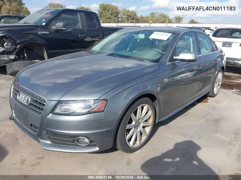 2012 Audi A4 2.0T Premium VIN: WAUFFAFL4CN011183 Lot: 40683146