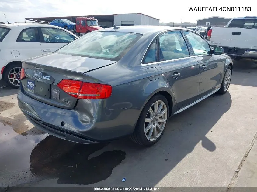 2012 Audi A4 2.0T Premium VIN: WAUFFAFL4CN011183 Lot: 40683146