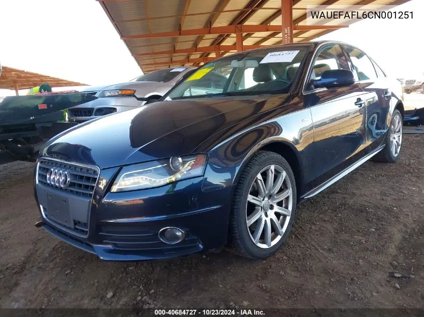 2012 Audi A4 2.0T Premium VIN: WAUEFAFL6CN001251 Lot: 40684727