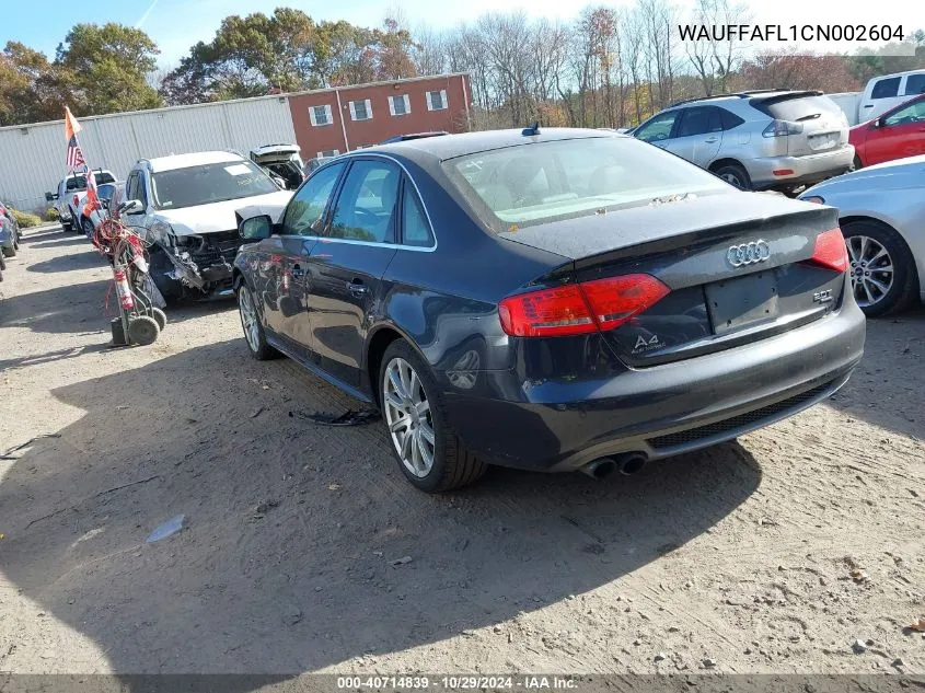 2012 Audi A4 2.0T Premium VIN: WAUFFAFL1CN002604 Lot: 40714839