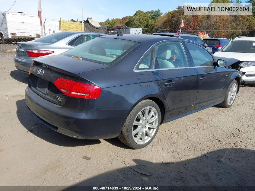 2012 Audi A4 2.0T Premium VIN: WAUFFAFL1CN002604 Lot: 40714839