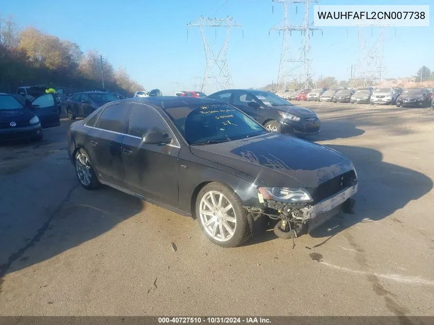 2012 Audi A4 2.0T Premium VIN: WAUHFAFL2CN007738 Lot: 40727510