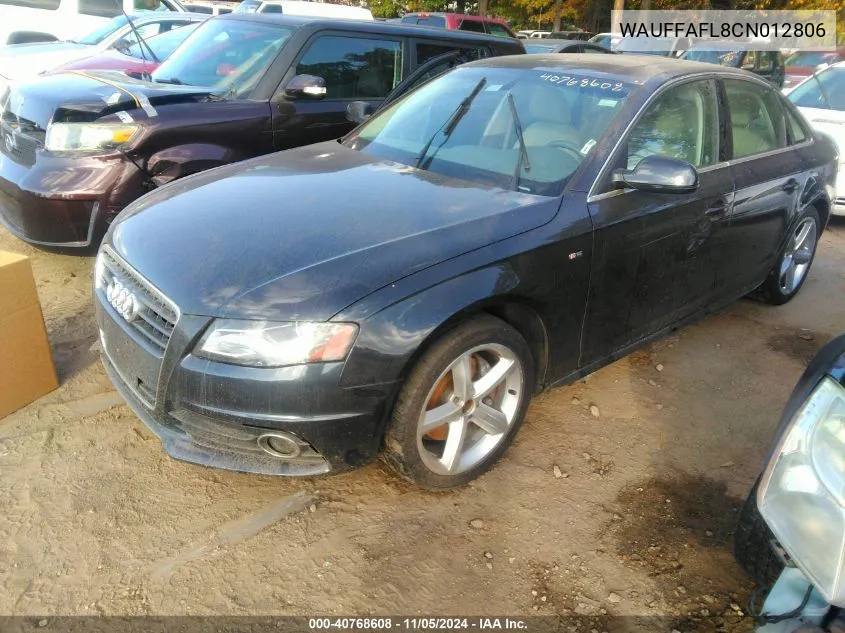 2012 Audi A4 2.0T Premium VIN: WAUFFAFL8CN012806 Lot: 40768608