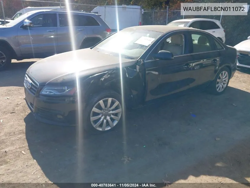 2012 Audi A4 2.0T Premium VIN: WAUBFAFL8CN011072 Lot: 40783641