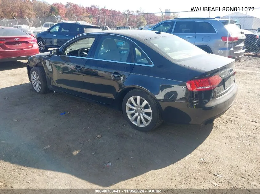 2012 Audi A4 2.0T Premium VIN: WAUBFAFL8CN011072 Lot: 40783641