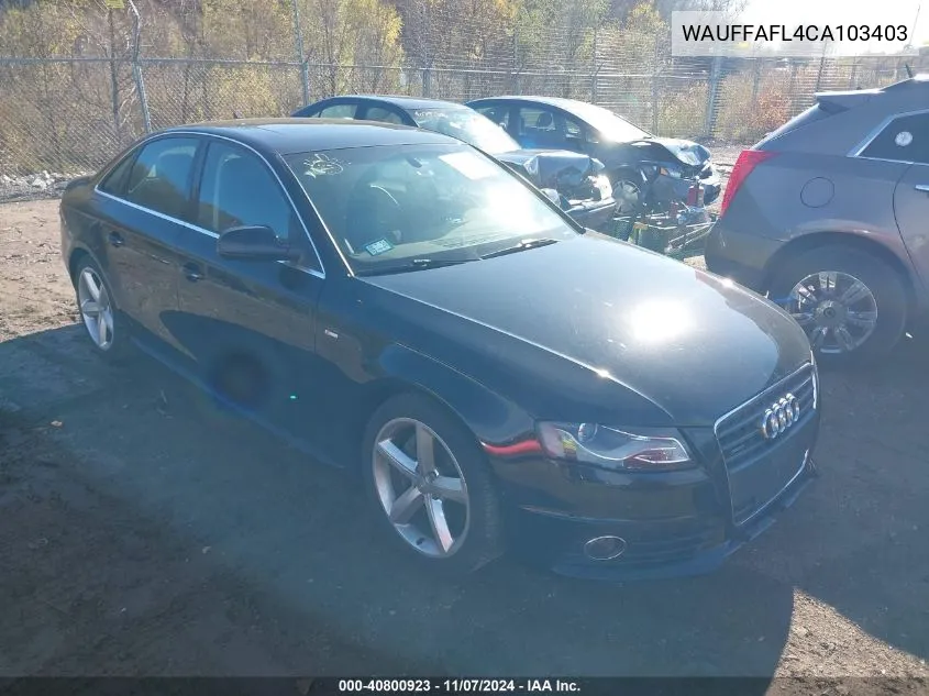 2012 Audi A4 2.0T Premium VIN: WAUFFAFL4CA103403 Lot: 40800923