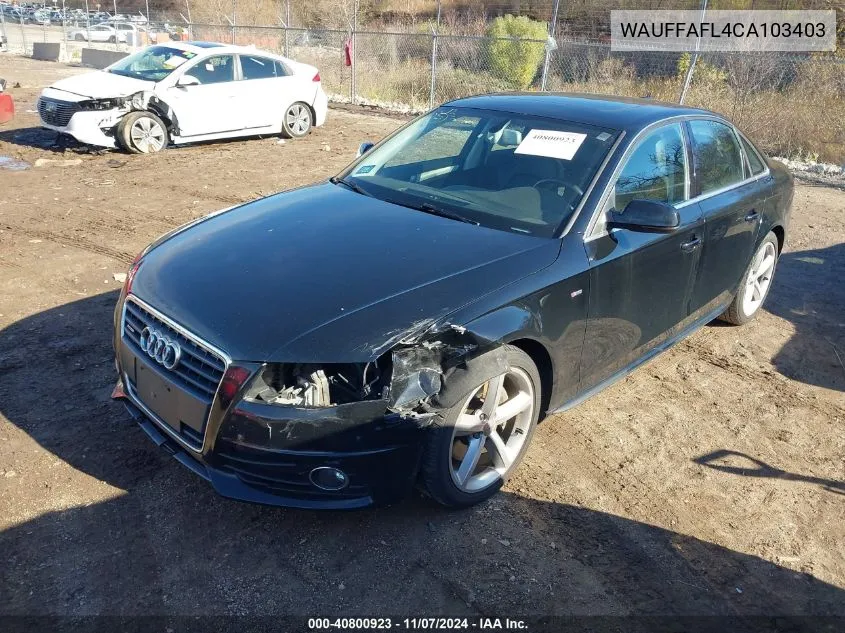 2012 Audi A4 2.0T Premium VIN: WAUFFAFL4CA103403 Lot: 40800923