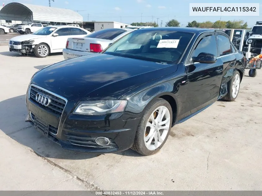 2012 Audi A4 2.0T Premium VIN: WAUFFAFL4CA115342 Lot: 40832453