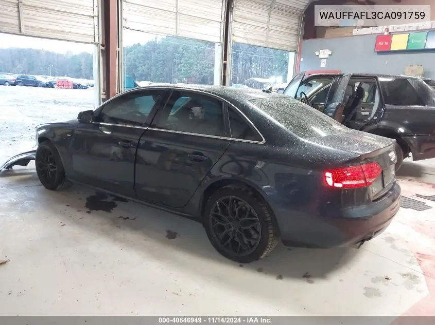 2012 Audi A4 2.0T Premium VIN: WAUFFAFL3CA091759 Lot: 40846949