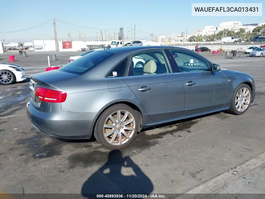 2012 Audi A4 2.0T Premium VIN: WAUEFAFL3CA013431 Lot: 40893936