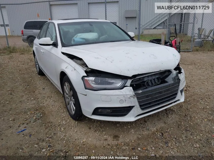 2013 Audi A4 VIN: WAUBFCFL6DN011729 Lot: 12095287