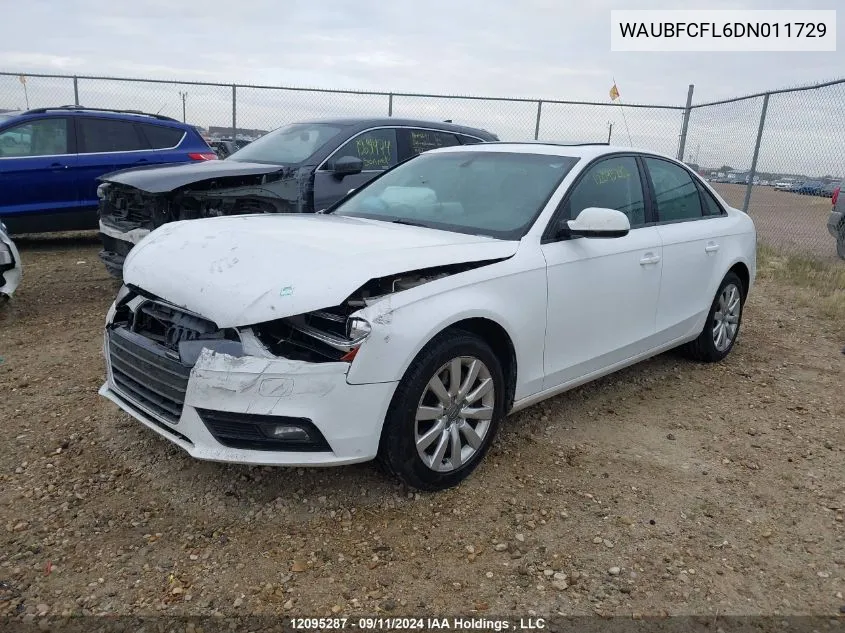 2013 Audi A4 VIN: WAUBFCFL6DN011729 Lot: 12095287