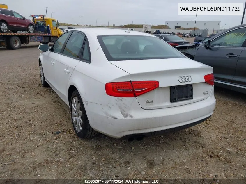 2013 Audi A4 VIN: WAUBFCFL6DN011729 Lot: 12095287