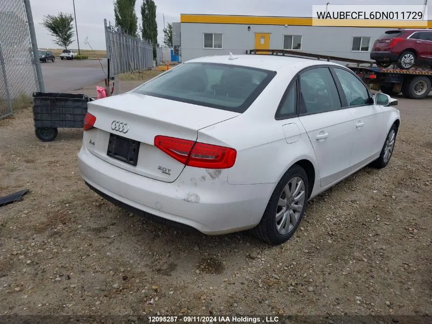 2013 Audi A4 VIN: WAUBFCFL6DN011729 Lot: 12095287