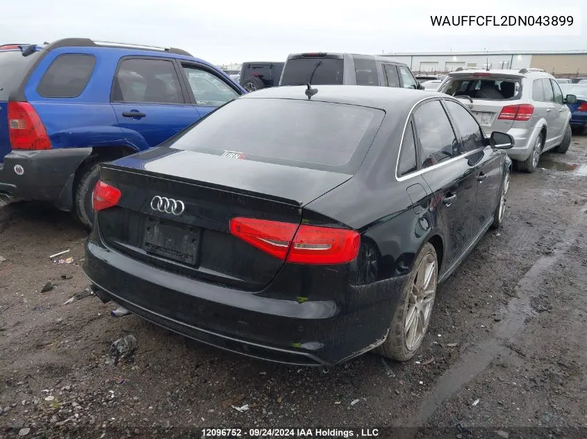 2013 Audi A4 VIN: WAUFFCFL2DN043899 Lot: 12096752