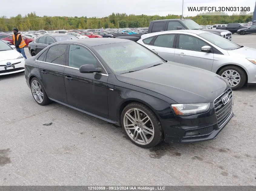 2013 Audi A4 VIN: WAUFFCFL3DN031308 Lot: 12103959