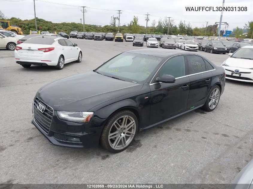 2013 Audi A4 VIN: WAUFFCFL3DN031308 Lot: 12103959