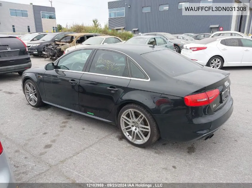 2013 Audi A4 VIN: WAUFFCFL3DN031308 Lot: 12103959