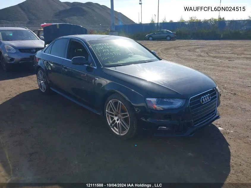 2013 Audi A4 VIN: WAUFFCFL6DN024515 Lot: 12111588