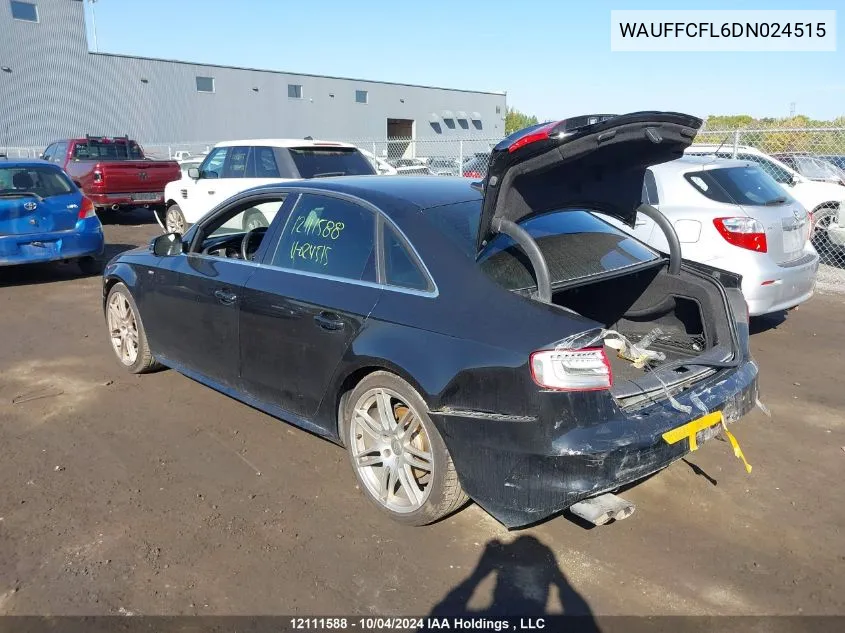 2013 Audi A4 VIN: WAUFFCFL6DN024515 Lot: 12111588