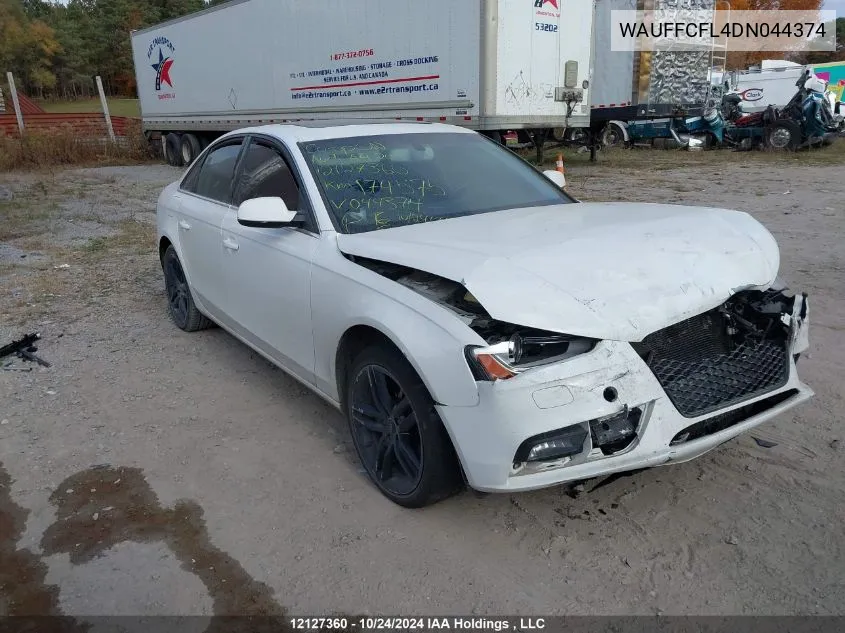 2013 Audi A4 VIN: WAUFFCFL4DN044374 Lot: 12127360