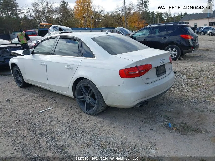 2013 Audi A4 VIN: WAUFFCFL4DN044374 Lot: 12127360