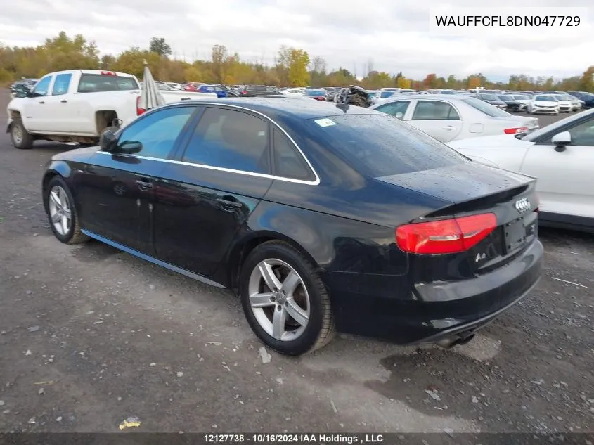 2013 Audi A4 VIN: WAUFFCFL8DN047729 Lot: 12127738