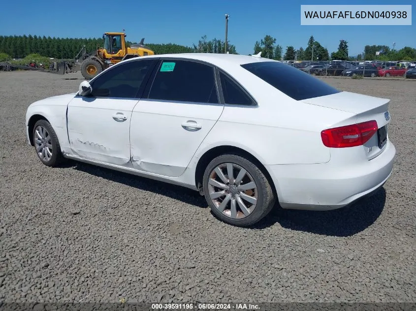 WAUAFAFL6DN040938 2013 Audi A4 2.0T Premium