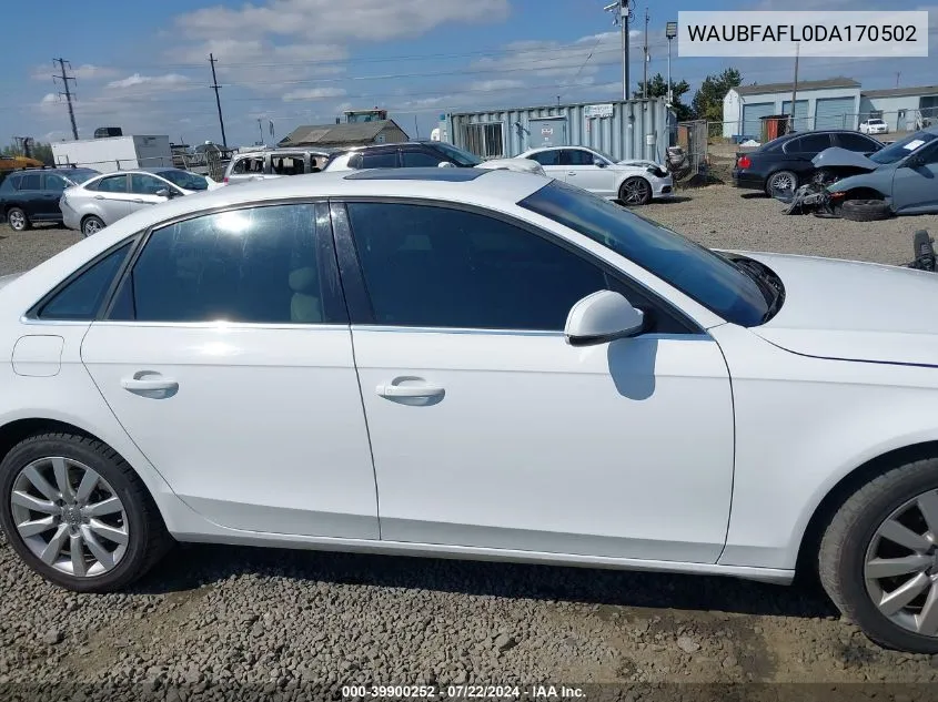 2013 Audi A4 2.0T Premium VIN: WAUBFAFL0DA170502 Lot: 39900252