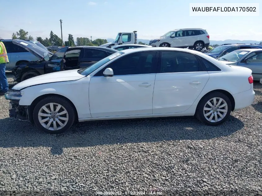 2013 Audi A4 2.0T Premium VIN: WAUBFAFL0DA170502 Lot: 39900252