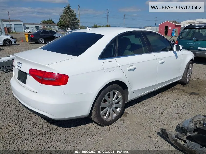 2013 Audi A4 2.0T Premium VIN: WAUBFAFL0DA170502 Lot: 39900252