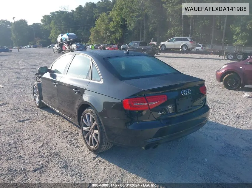 2013 Audi A4 2.0T Premium VIN: WAUEFAFLXDA141988 Lot: 40005146