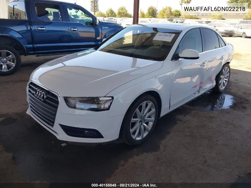 2013 Audi A4 2.0T Premium VIN: WAUFFAFL6DN022218 Lot: 40158848