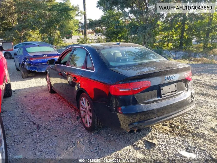 2013 Audi A4 2.0T Premium VIN: WAUFFAFL1DN043669 Lot: 40328253