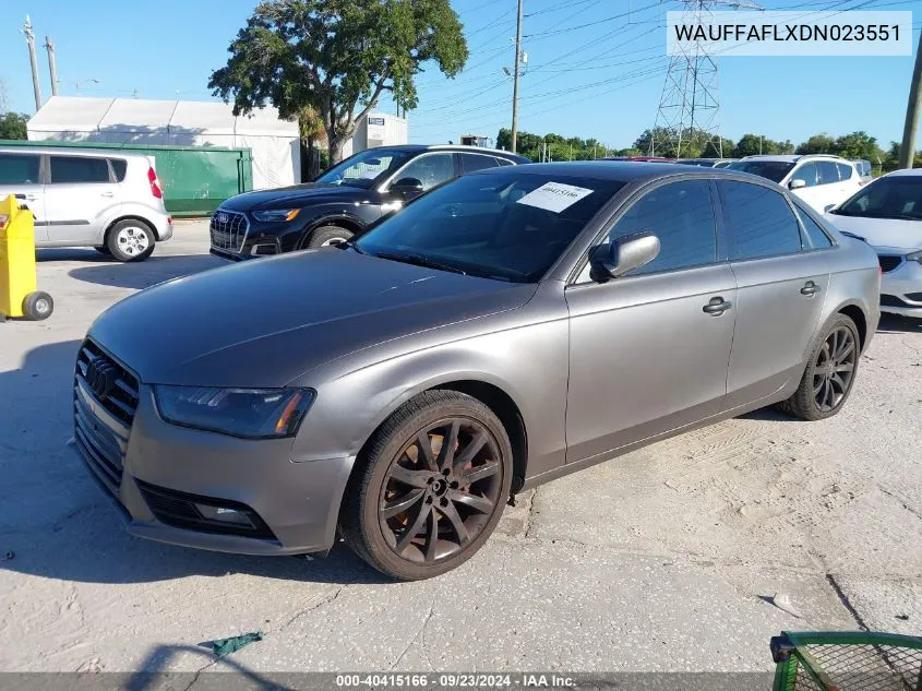 WAUFFAFLXDN023551 2013 Audi A4 2.0T Premium