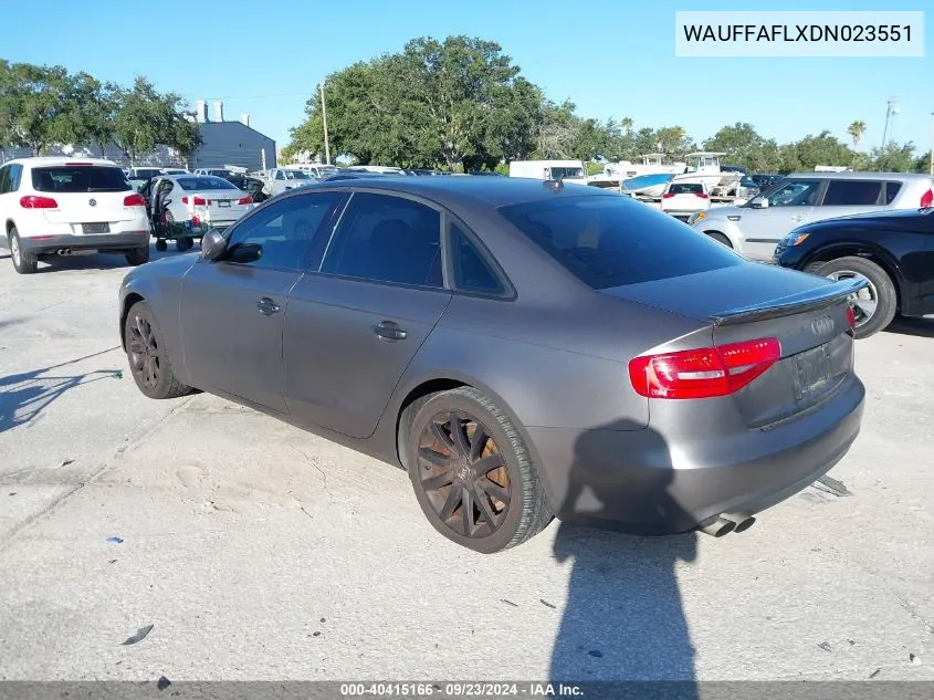 WAUFFAFLXDN023551 2013 Audi A4 2.0T Premium