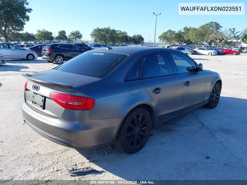 2013 Audi A4 2.0T Premium VIN: WAUFFAFLXDN023551 Lot: 40415166