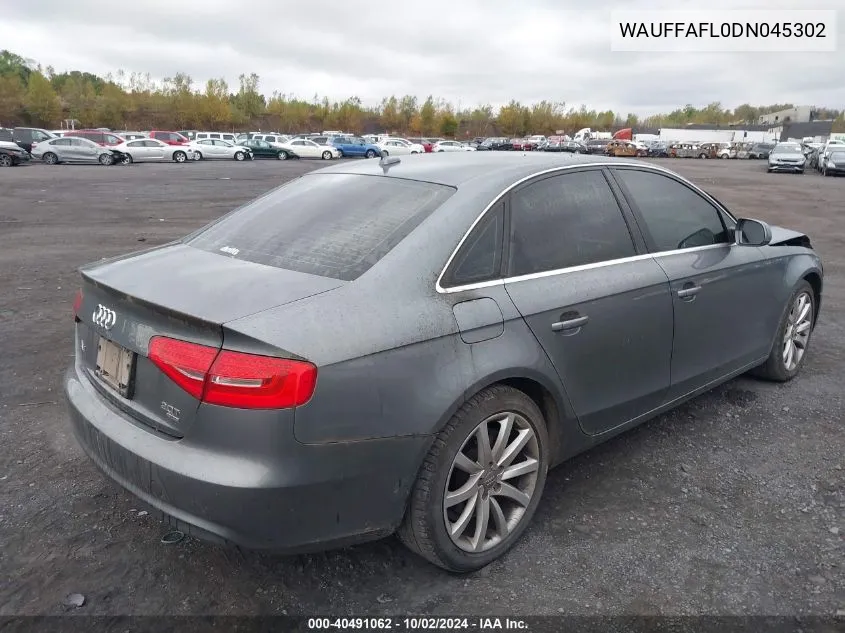 2013 Audi A4 2.0T Premium VIN: WAUFFAFL0DN045302 Lot: 40491062