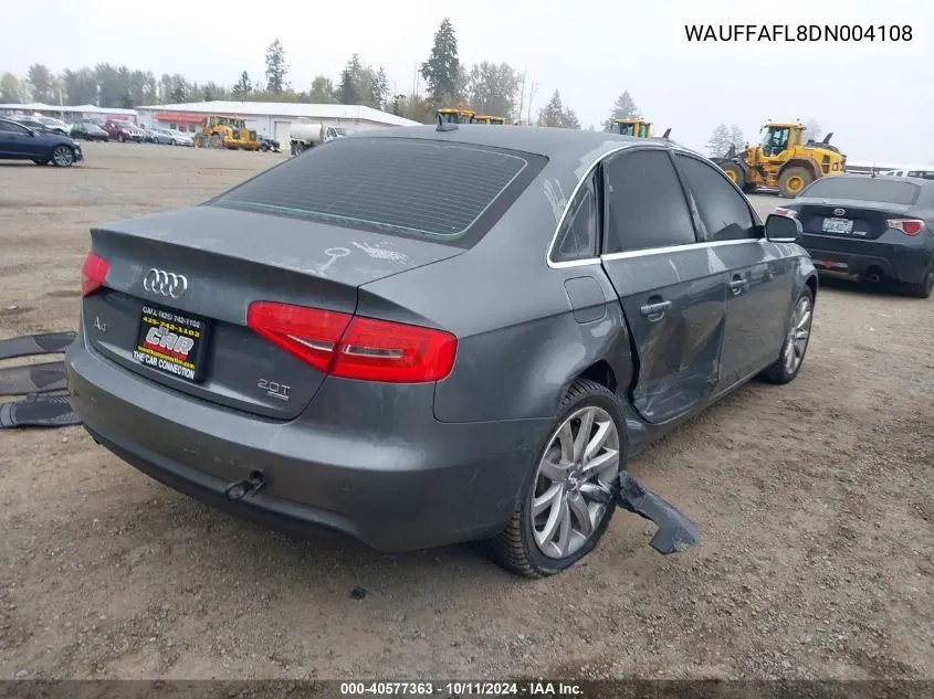 2013 Audi A4 Premium Plus VIN: WAUFFAFL8DN004108 Lot: 40577363