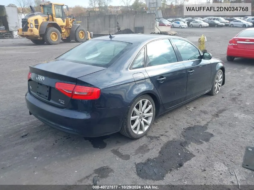 2013 Audi A4 2.0T Premium VIN: WAUFFAFL2DN034768 Lot: 40727577