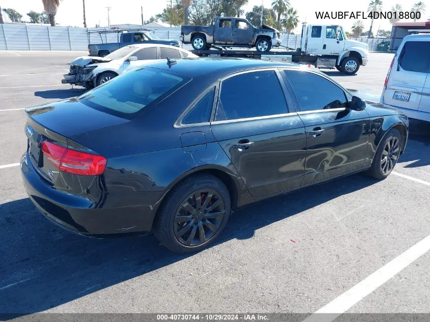 2013 Audi A4 2.0T Premium VIN: WAUBFAFL4DN018800 Lot: 40730744