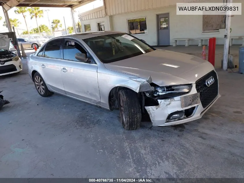 2013 Audi A4 2.0T Premium VIN: WAUBFAFLXDN039831 Lot: 40766735